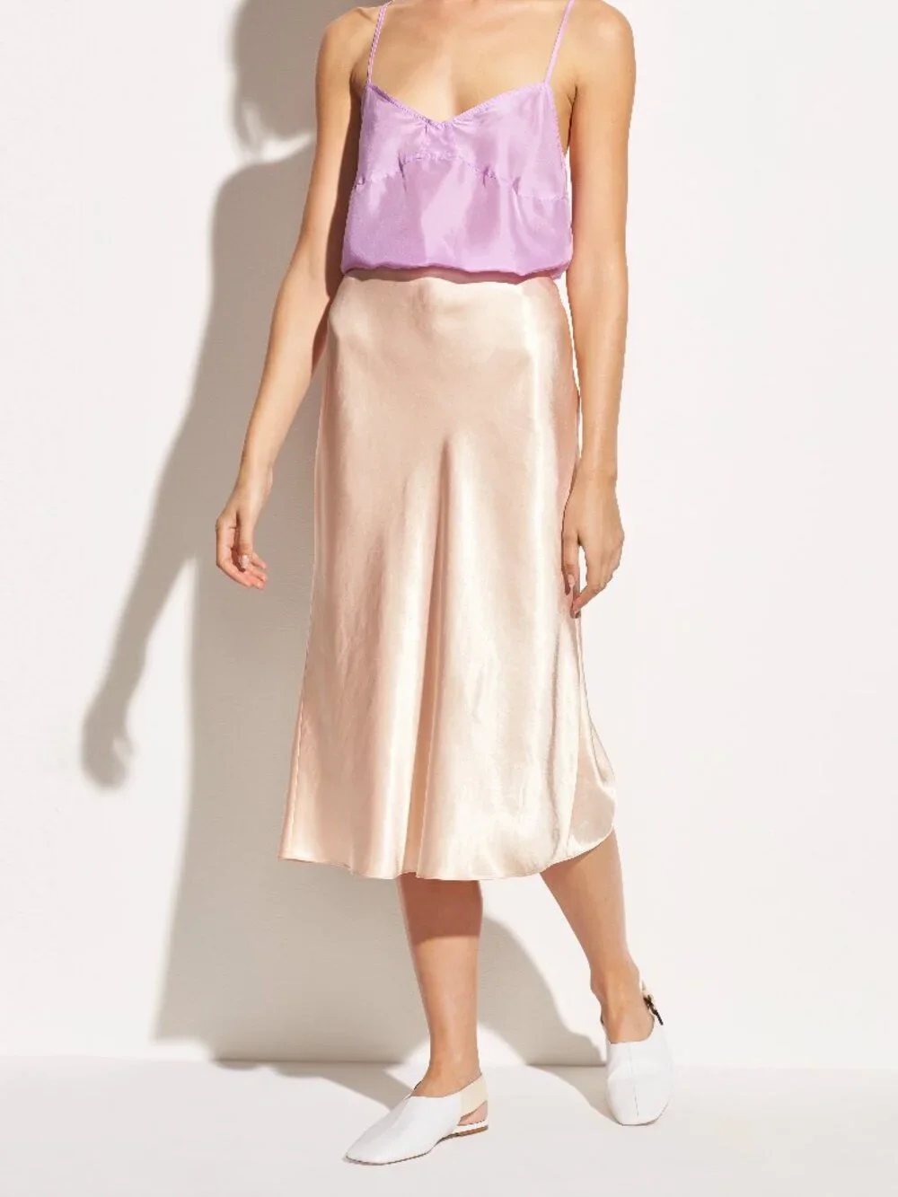NWT Vince Satin Midi Slip Skirt in Lychee Size S $265 See Matching Flats! - Picture 2 of 15